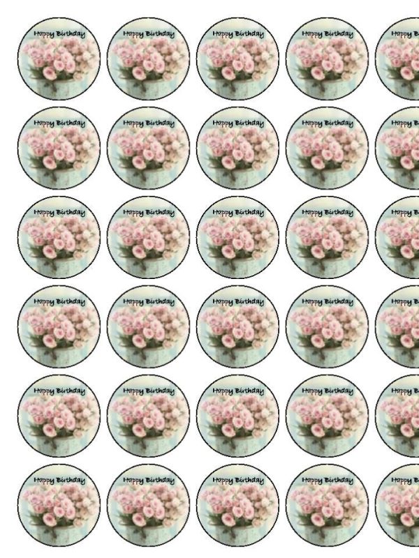 Birthday Rose Cupcake and Cake Toppers For Discount