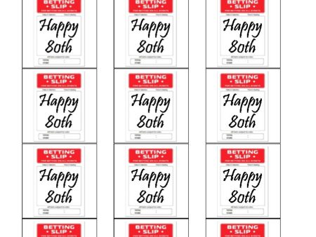 Betting Slip 80th Birthday - Can be amended to a different birthday i.e. 60th, 70th Online Sale