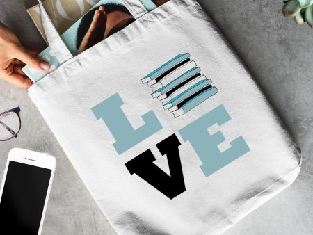 Love Books - Cotton Canvas Book Bag on Sale