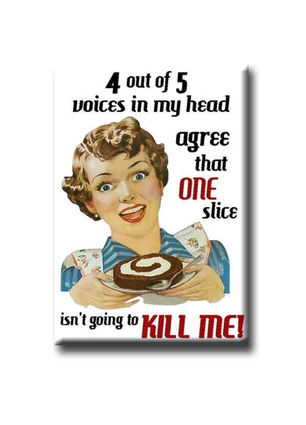 4 out of 5 voices in my head agree that one slice isn t going to kill me!  FRIDGE MAGNET Online Sale