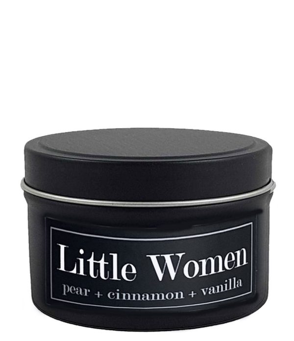 Little Women 4oz Tin Soy Candle Spiced Pear + Cinnamon + Rose + Vanilla For Sale