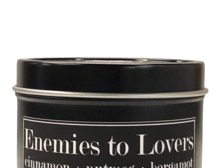 Enemies to Lovers 4oz Tin Soy Romance Trope Candle Cinnamon + Nutmeg + Bergamot Sale