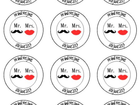 Mr & Mrs Wedding Personalised Edible Cake & Cupcake Toppers Sale