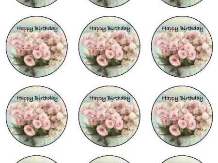 Birthday Rose Cupcake and Cake Toppers For Discount