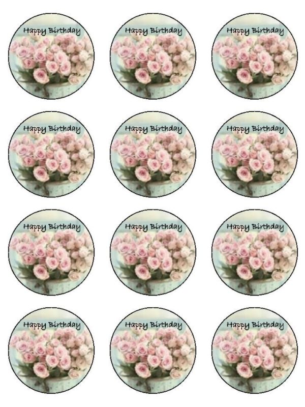 Birthday Rose Cupcake and Cake Toppers For Discount